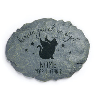 Heaven Gained An Angel Cat Memorial Personalized Garden Stone