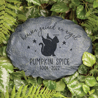 Heaven Gained An Angel Cat Memorial Personalized Garden Stone