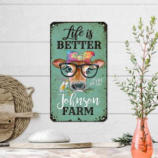 Life is Better on the Family Farm Personalized Metal Sign