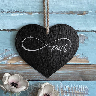 Infinity Faith 5" Slate Hanging Heart