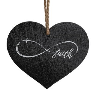 Infinity Faith 5" Slate Hanging Heart