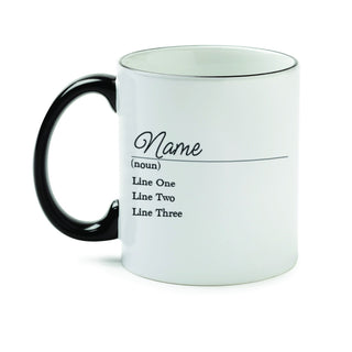Your Name Meaning White Coffee Mug with Black Rim and Handle-11oz