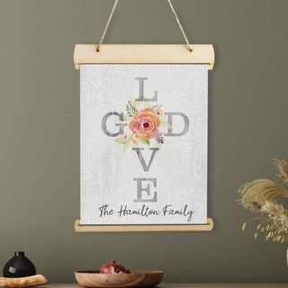 Love God Personalized Hanging Canvas Banner