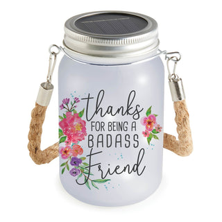 Thanks For Being A Badass Friend Solar Mason Jar With White Lights