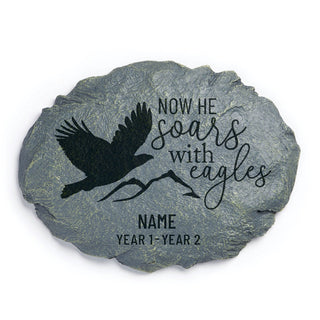 Now He Soars With Eagles Memorial Personalized Garden Stone