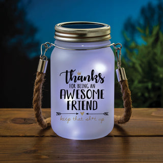 Thanks For Being An Awesome Friend Solar Mason Jar With White Lights