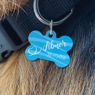 Heart blue bone bone shaped pet tag