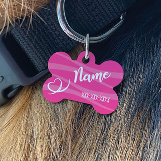 Heart Personalized Pink Bone Shaped Pet Tag