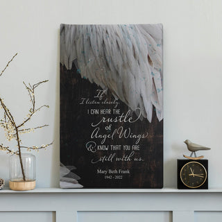 I Can Hear The Rustle of Angel Wings Personalized 10x16 Memorial Canvas