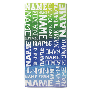 Blue Ombre Personalized Velour Beach Towel