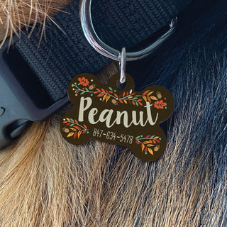Fall floral pet tag with name and number