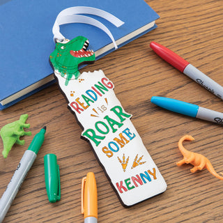 DIY dino bookmark with a name 