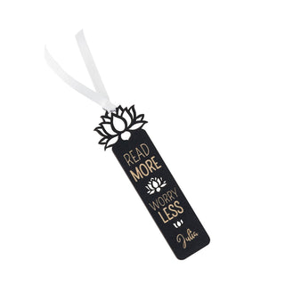 Read More Worry Less Lotus Personalized Black Bookmark