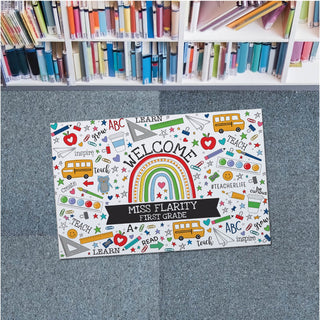 Welcome Teacher Icon Personalized Thin Doormat