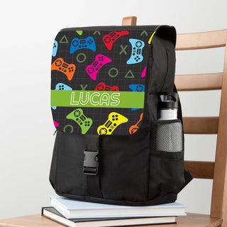 Gamer flap backpack with name 