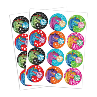 Bubble Gum Dinosaurs Personalized Round Sticker - Set of 48