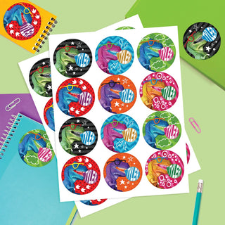 Bubble gum dinosaurs sticker set of 48 with name