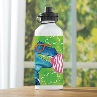 Bubble gum dinosaurs water bottle with name