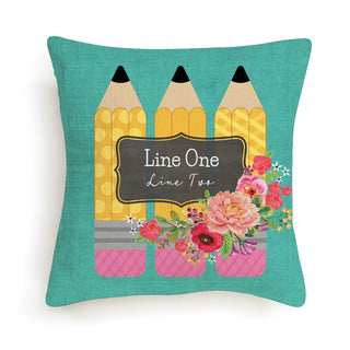 Floral Pencils Personalized 8x8 Gift Pillow