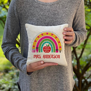 Teacher Inspire Grow Personalized 8x8 Gift Pillow
