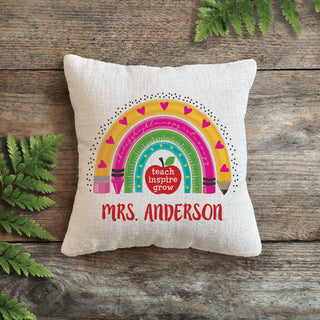 Teacher inspire grow gift pillow with name 