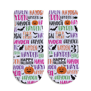 Happy Halloween Pink Personalized Toddler Socks