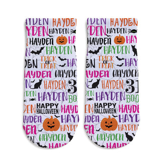 Happy halloween toddler socks with name 