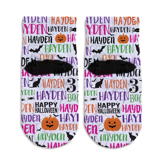 Happy Halloween Pink Personalized Toddler Socks