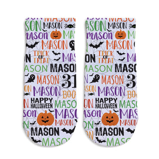 Happy Halloween Green Personalized Toddler Socks