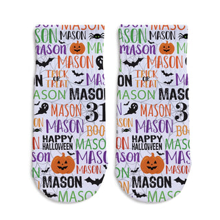 Happy halloween toddler socks with name 