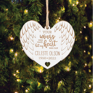 Your Wings Were Ready Personalized White Memorial Ornament