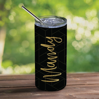 Geometric pattern tumbler with straw 