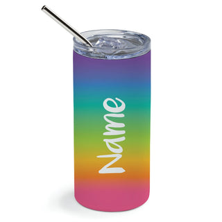 Ombre Rainbow Stainless Steel Tumbler with Straw