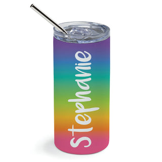 Ombre Rainbow Stainless Steel Tumbler with Straw