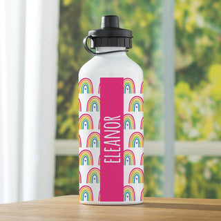 Cheerful rainbow water bottle with name