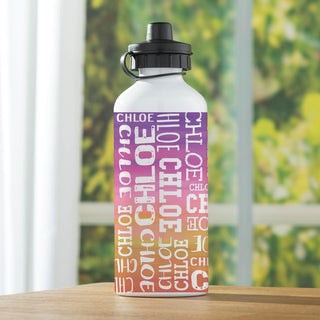 Pink ombre water bottle with name