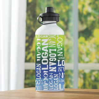 Blue ombre water bottle with name