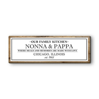 Our Family Kitchen Personalized 9x27 Canvas