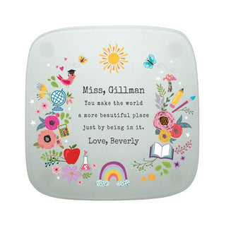 Teacher, You Make the World a More Beautiful Place Frosted Glass Coaster