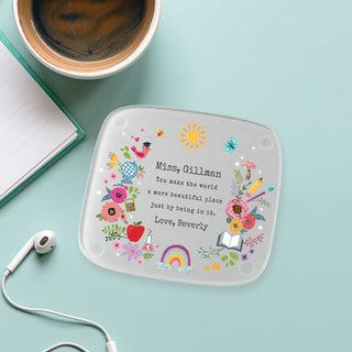 Teacher, You Make the World a More Beautiful Place Frosted Glass Coaster