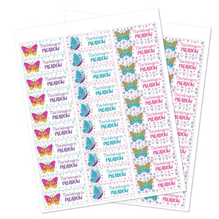 This Belongs To Cheerful Butterflies Weather Resistant Label - 60 Count
