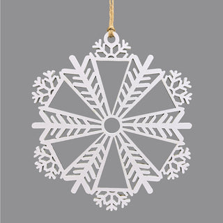 Snowflake Personalized White Wood Ornament