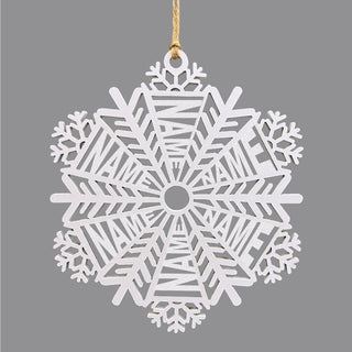 Snowflake Personalized White Wood Ornament