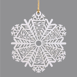 Snowflake Personalized White Wood Ornament