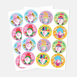 Bubble Gum Gnome Personalized Round Stickers - Set of 48