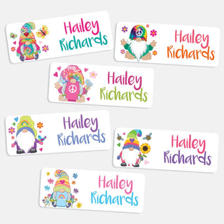 Tie-Dye and Rainbow Gnome Weather Resistant Label - Set of 60