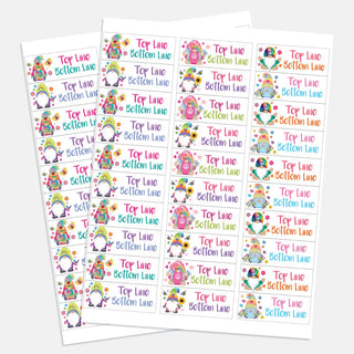 Tie-Dye and Rainbow Gnome Weather Resistant Label - Set of 60