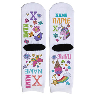 My Name Girly Pattern Personalized White Crew Socks