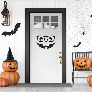 Hipster pumpkin door decal