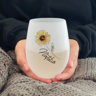 Yellow flower wine glass